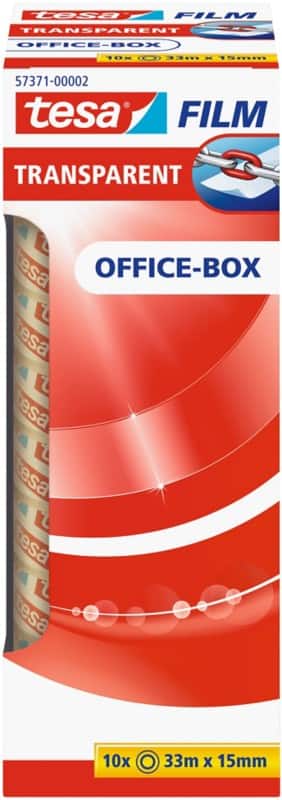 tesa Klebeband tesafilm Office-Box 57371 Transparent 15 mm (B) x 33 m (L) PP (Polypropylen)  10 Rollen