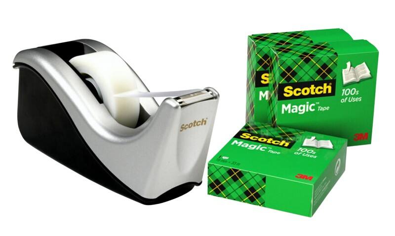 Scotch Klebebandabroller-Set Scotch Magic C60 Schwarz, Silber 19 mm (B) x 33 m (L) Kleiner Kern
