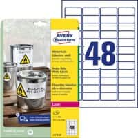 AVERY Zweckform L4778-20 Wetterfeste Etiketten A4 Weiß 45,7 x 21,2 mm 20 Blatt à 48 Etiketten