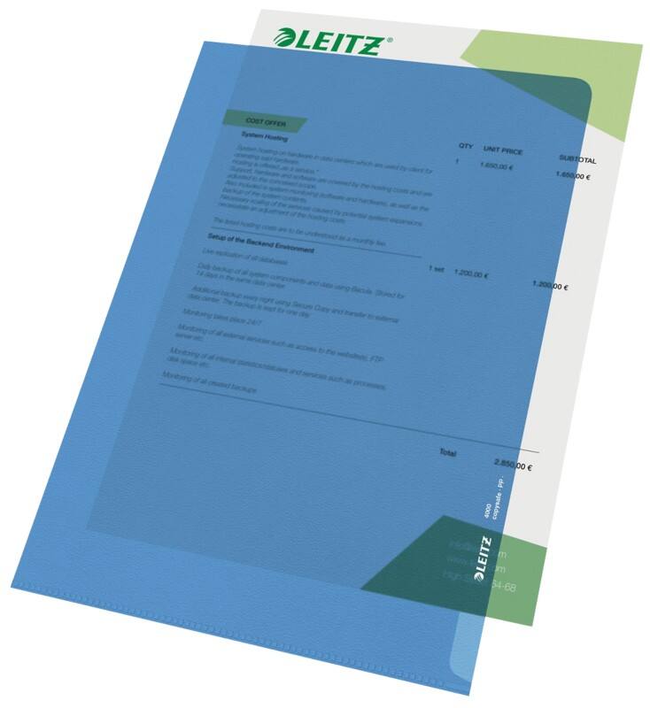 Leitz Sichthüllen 40000035 DIN A4 Polypropylen 130 Mikron Blau 100 Stück