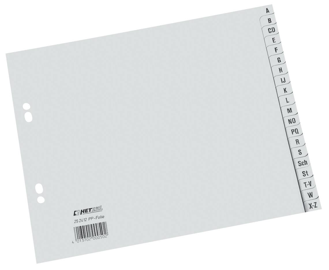 Hetzel Kunststoffregister 25241281 DIN A4 (halbe Höhe) Grau 20-teilig 4-fach Kunststoff A - Z