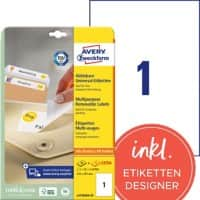 AVERY Zweckform L4735REV-25 Ablösbare Universaletiketten A4 Weiß 210 x 297 mm 30 Blatt à 1 Etiketten