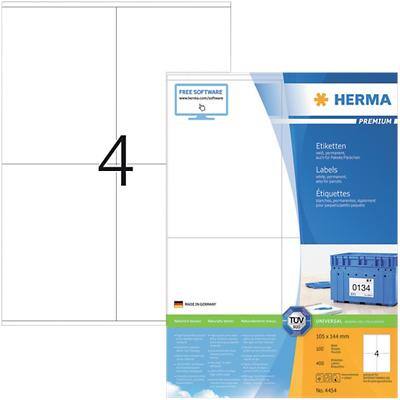 HERMA Universaletiketten 4454 Weiß DIN A4 105 x 144 mm 100 Blatt à 4 Etiketten