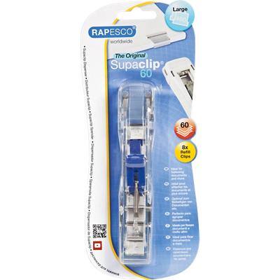 Rapesco Supaclip 60 Clip-Spender Transparent 225 mm 1 Spender & 8 Edelstahl-Clips