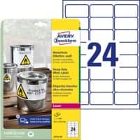 AVERY Zweckform Wasserfeste Etiketten L4773-20 Weiß A4 63,5 x 33,9 mm 20 Blatt à 24 Etiketten