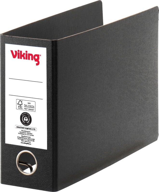 Viking Ordner Breit A5 75 mm Schwarz 2 Ringe Pappkarton Querformat