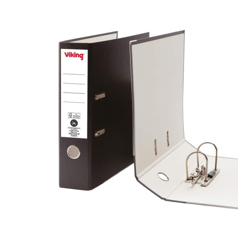 Viking Ordner Breit A4 75 mm Schwarz 2 Ringe Pappkarton Matt Hochformat