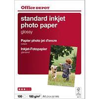 Office Depot Inkjet Fotopapier Standard DIN A4 180 g/m² Weiß 100 Blatt