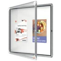 Nobo Premium Plus Magnetischer Abschließbarer Schaukasten 1902558 Für den Innenbereich Wandmontierbar Alurahmen Klapptür aus Sicherheitsglas 6xA4 Weiß 709 x 668 mm