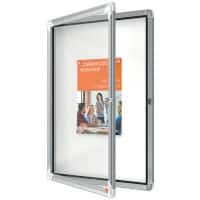 Nobo Premium Plus Magnetischer Abschließbarer Schaukasten 1902557 Für den Innenbereich Wandmontierbar Alurahmen Klapptür aus Sicherheitsglas 4xA4 Weiß 494 x 668 mm