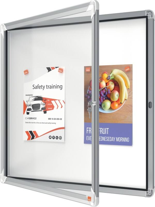 Nobo Premium Plus Magnetischer Abschließbarer Schaukasten 1902578 Für den Außenbereich Wandmontierbar Alurahmen Klapptür aus Sicherheitsglas 6xA4 Weiß 709 x 668 mm