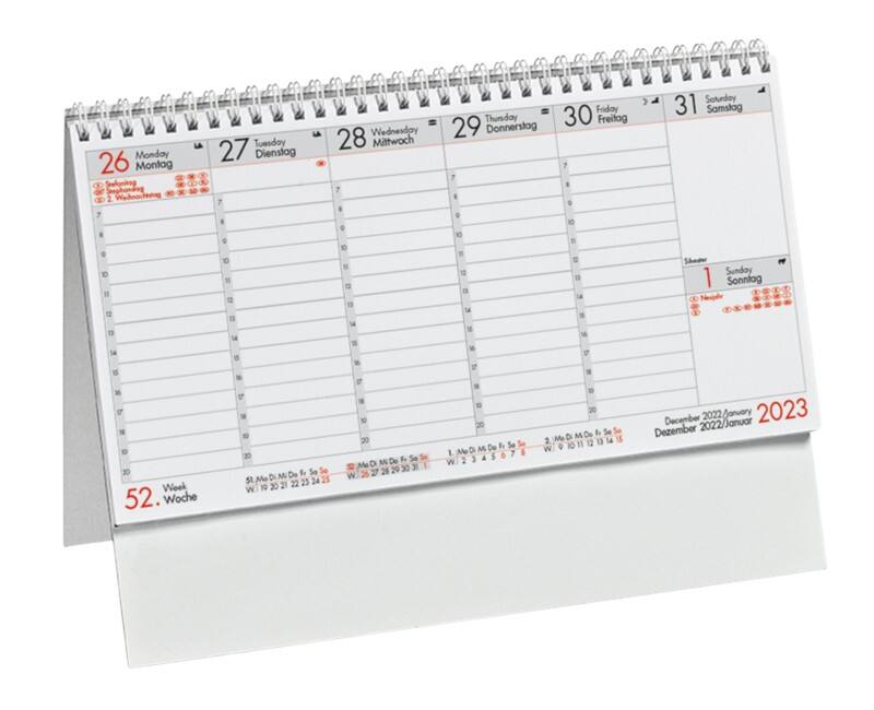 Timeline schreibtisch-kalender 2025 1 woche pro seite deutsch, englisch 29 (b) x 21 (h) cm mehrfarbig