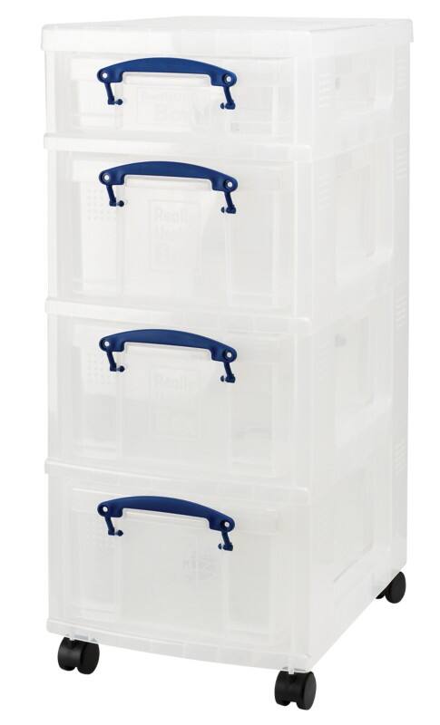 Really Useful Box Kunststoff Archivbox 3 x 9 l  + 1 x 4 L Transparent 30 x 40 x 73 cm