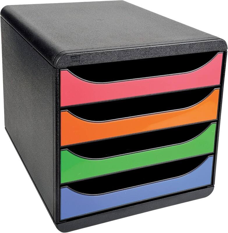 Exacompta Schubladenboxen DIN A4+ Mehrfarbig, Schwarz 27,8 x 34,7 x 26,7 cm