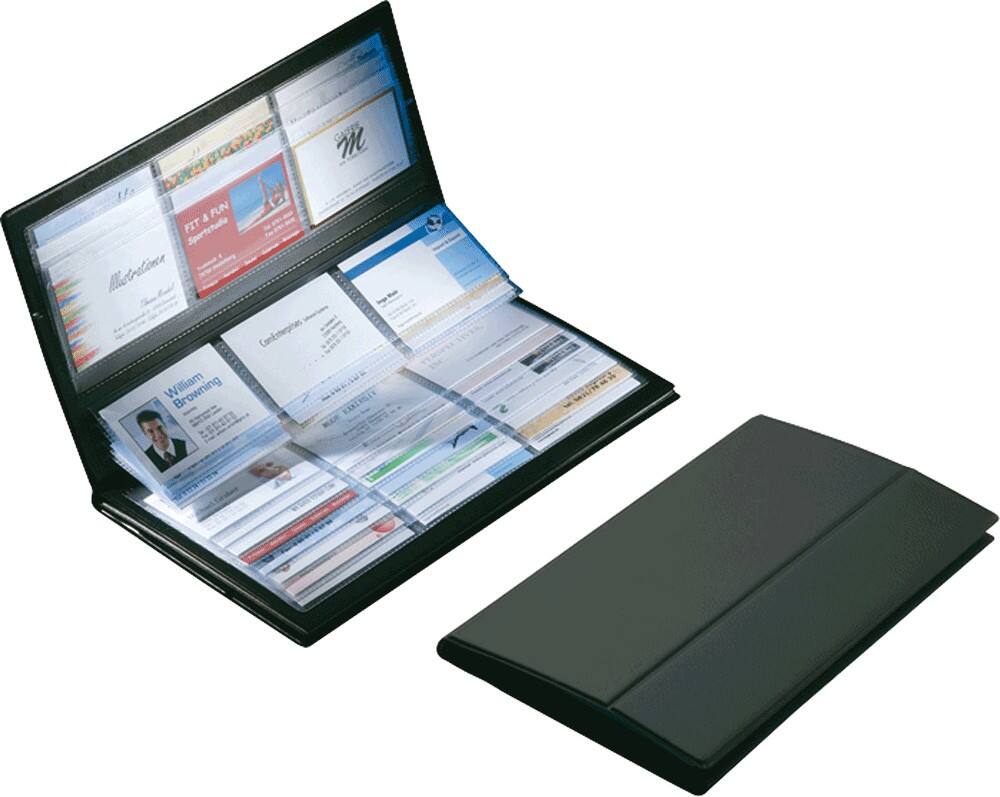 Sigel Visitenkarten-Sammler/VZ175, schwarz, Kunststoff, selbstklebendem Register