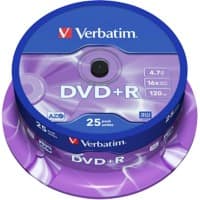 Verbatim DVD+R 16x 4,7 GB Matt Silber Spindel 25 Stück