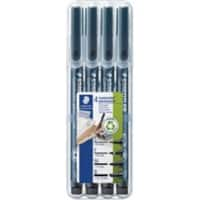 STAEDTLER Lumocolor Folienstift Faserschreiber Schwarz 4 Stück