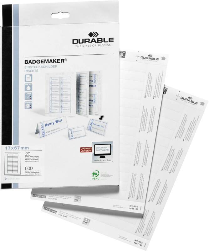 DURABLE Badgemaker Einsteckschild 6,7 x 1,7 cm Hartpappe 600 Stück