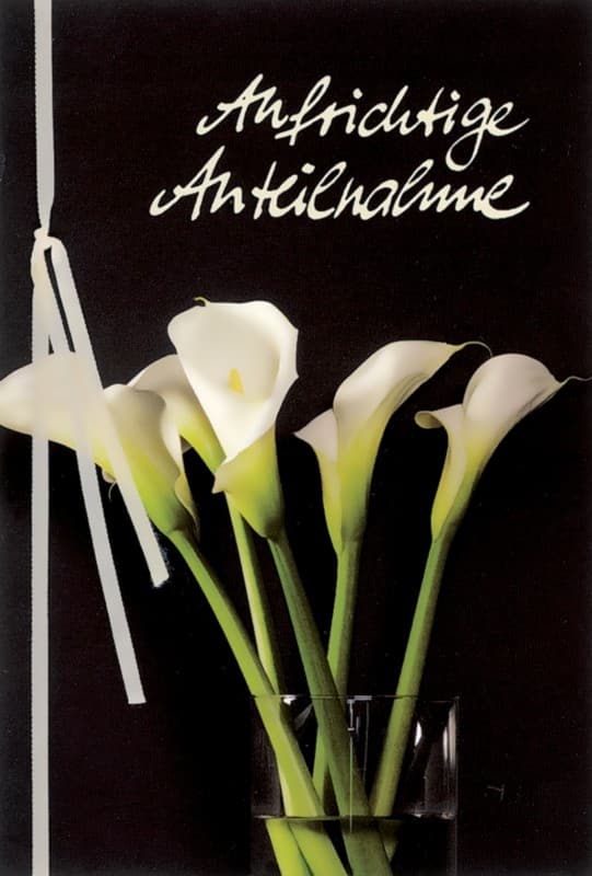 Bsb-Obpacher Trauerkarte White Calla mit Band Spezial Creme 3 Stück