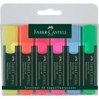 Faber-Castell Superfluorescent Textliner 48 Textmarker Färbig sortiert Mittel Keilspitze 1 - 5 mm Nachfüllbar 6 Stück
