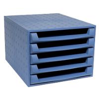 Exacompta Bürobox /221101D, kobaltblau, 5 offenen Schubladen