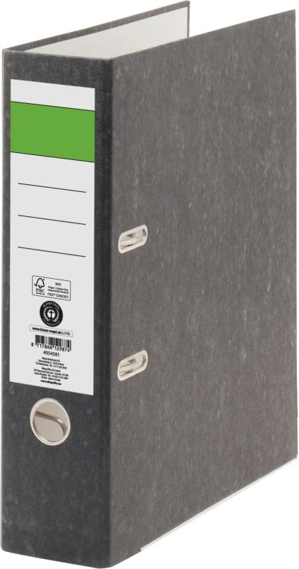 Viking Grüner Balken Ordner A4 80 mm Schwarz 2 Ringe Pappkarton Wolkenmarmor Hochformat Recycled