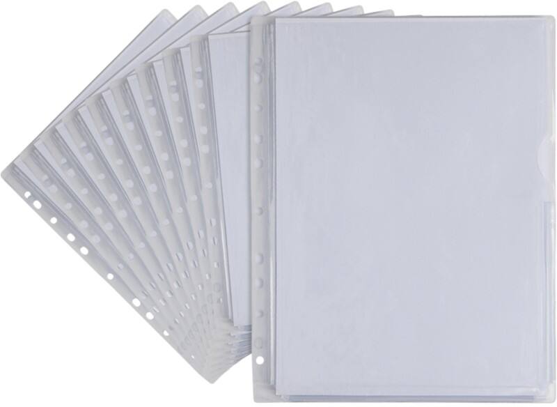 Viking Prospekthüllen A4 Glasklar Transparent 200 Mikron PP (Polypropylen) Öffnung oben und rechts 11 Löcher 10 Stück