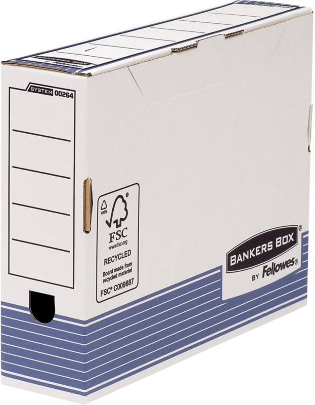 Bankers Box Earth Series Archivschachtel 26401 A4 Pappkarton 8,5 (B) x 32,7 (T) x 26,5 (H) cm Blau, Weiß 8,0 cm 10 Stück