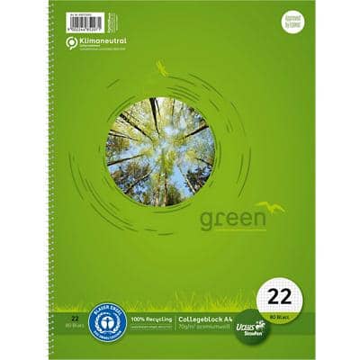 Ursus Green A4 Drahtgebunden Grün Papierumschlag Notizbuch A4 quadratisch 80 Blatt