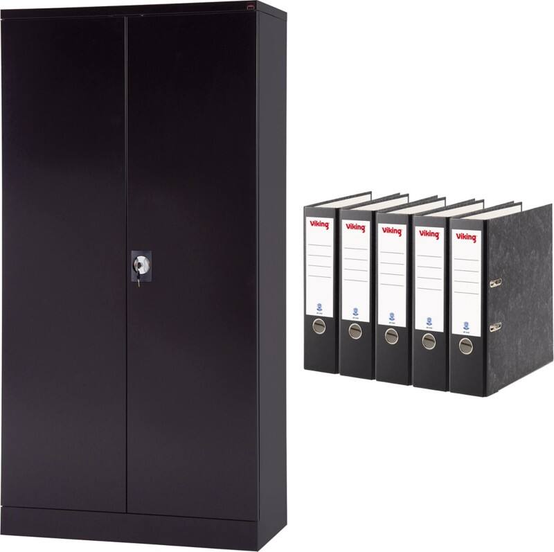 Viking Realspace Aufbewahrungsschrank Stahl 4 Fachböden Abschließbar 920 x 420 x 1.800 mm Schwarz