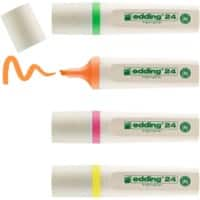 edding EcoLine 24 Textmarker Färbig sortiert Mittel Keilspitze 2 - 5 mm Nachfüllbar 4 Stück