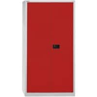 Bisley Flügeltürenschrank Universal Verzinkt Lichtgrau, Kardinalrot 914 x 400 x 1.806 mm