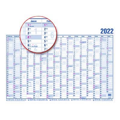 Güss Kalender GmbH Jahresplaner A0 2022 Quer Blau 120 x 85 cm