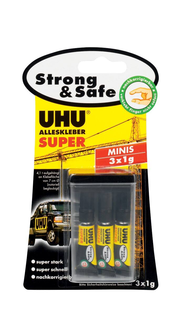 UHU Alleskleber Minis Strong & Safe Transparent 3 Stück à 1 g