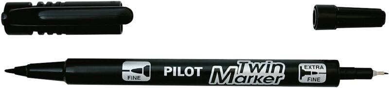 Pilot Twin Marker Permanentmarker 76% Recycelt Extra Fein Rundspitze 0,4 - 0,8 mm Schwarz