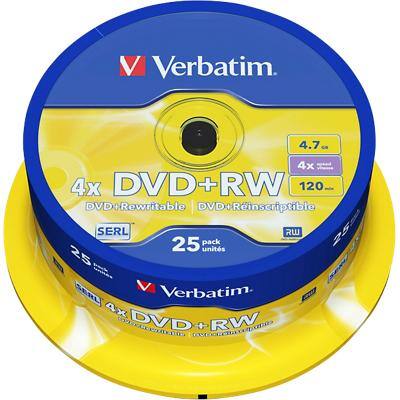 Verbatim DVD+RW Spindle Silber 4x 4.7 GB 25 Stück