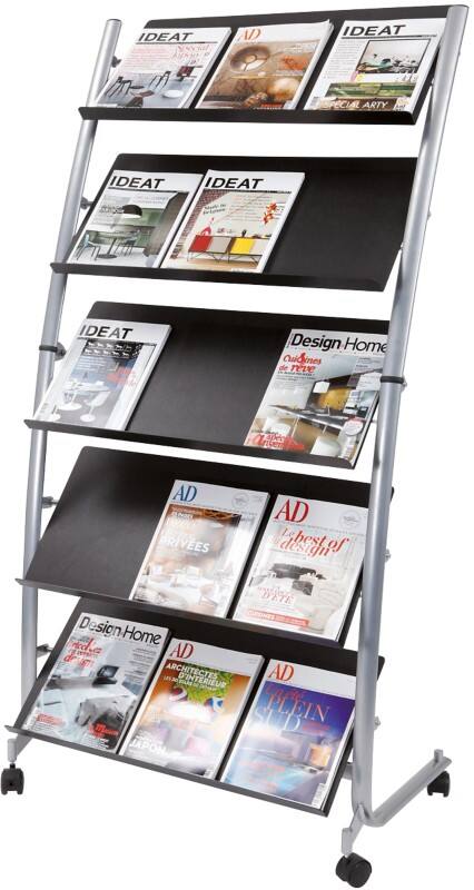 Alba Uno A4 Mobiler Prospektständer Schwarz DD5GM 820 (B) x 510 (T) x 1.660 (H) mm