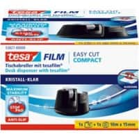 tesa Klebebandabroller tesafilm Easy Cut Compact Schwarz 105 mm (B) x 33 m (L) Kleiner Kern Kunststoff