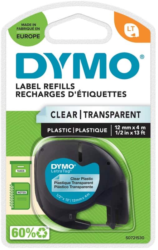 Dymo LT Etikettenband S0721530 Schwarz, Transparent