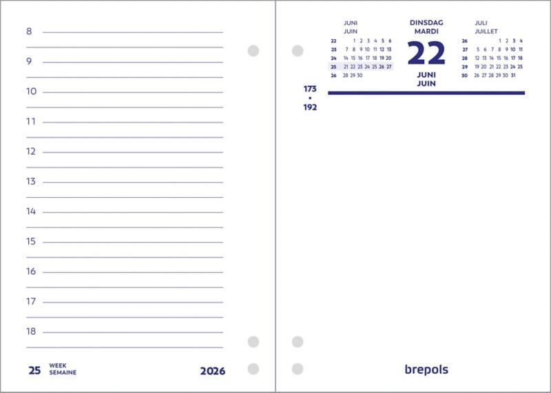 Brepols Schreibtisch-Kalender 2026 1 Tag / 2 Seiten Französisch, Niederländisch 12 (B) x 8,4 (H) cm Weiß