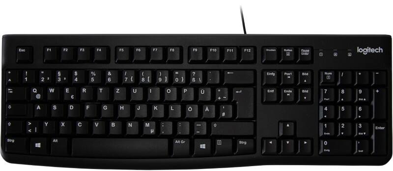Logitech verkabelte tastatur k120 qwertz de usb-a 1. 5m kabel schwarz