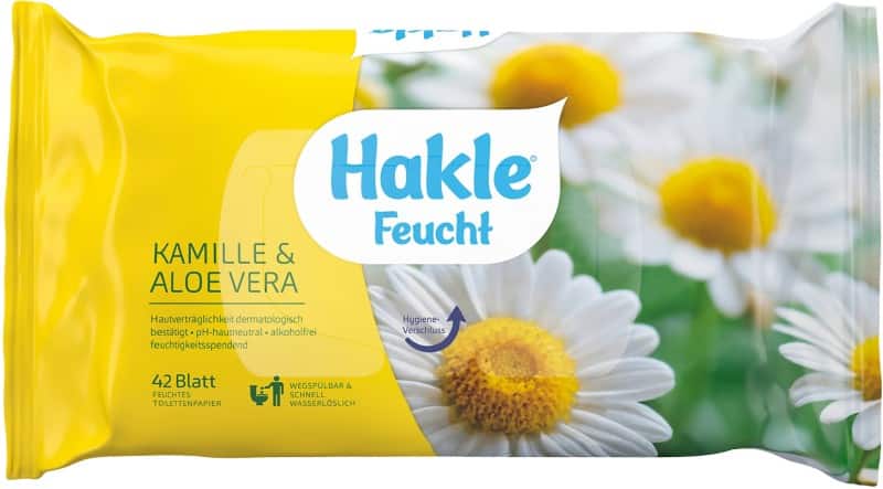 Hakle Feuchtes Toilettenpapier Kamille & Aloe Vera 1-lagig 42 Blatt