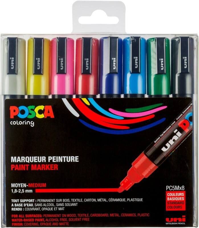 POSCA PC-5M Marker Rundspitze Färbig sortiert 8 Stück