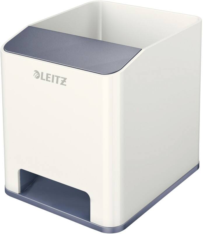 Leitz WOW Sound Stiftehalter Duo Colour Weiß, Grau 9 x 10 x 10,1 cm