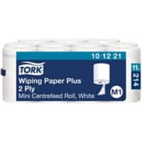 Tork Advanced Starke Mehrzweck-Papierwischtücher Mini M1 Innenabrollung Weiß 11 Rollen à 214 Blatt