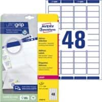 AVERY Zweckform Abziehhilfe QuickPEEL,ultragrip Adressetiketten L7636-25 Selbsthaftend A4 Weiß 45,7 x 21,2 mm 25 Blatt à 48 Etiketten