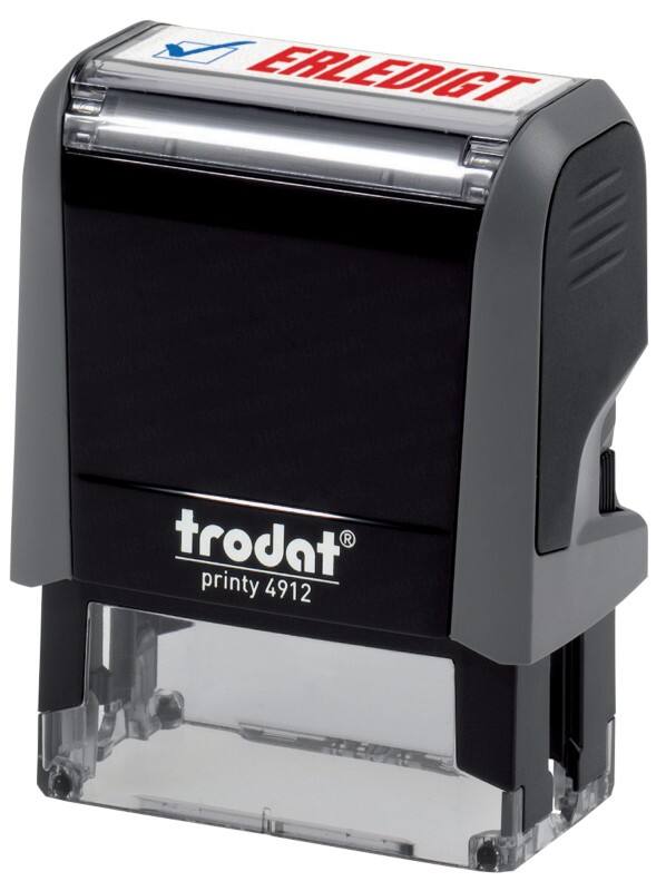 Trodat Personalisierter Textstempel Office Printy 4912 "Erledigt" Schwarz, Grau
