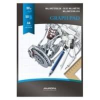 AURORA Skizzenbuch DIN A4 Kariert Geleimt Papier Blau, Weiß Nicht gelocht  100 Seiten 50 Blatt 