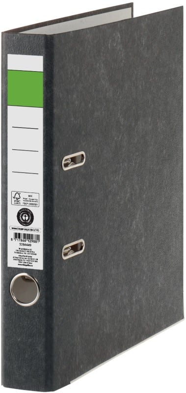 Viking Grüner Balken Ordner A4 50 mm Schwarz 2 Ringe Pappkarton Wolkenmarmor Hochformat Recycled