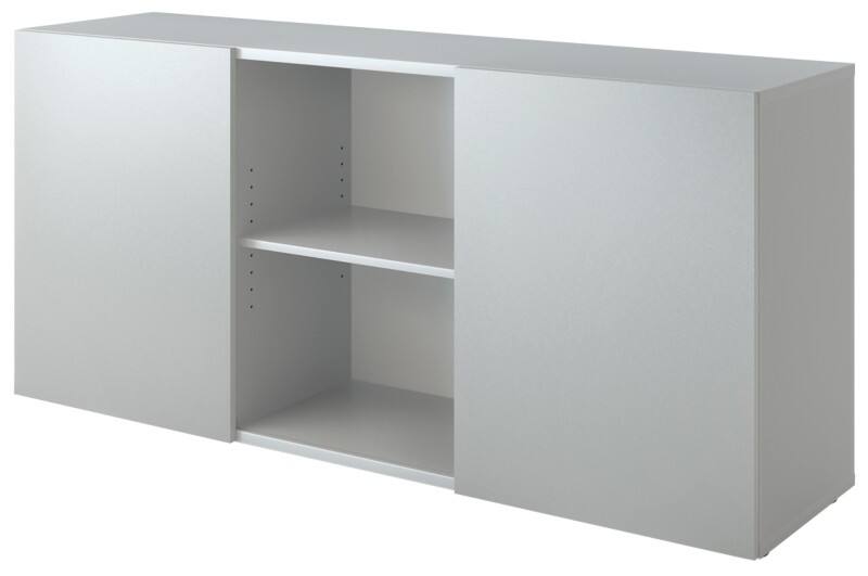 Hammerbacher Schiebetürenschrank Spanplatte 1 Fachboden abschließbar 1.600 x 420 x 748 mm Grau, Silber